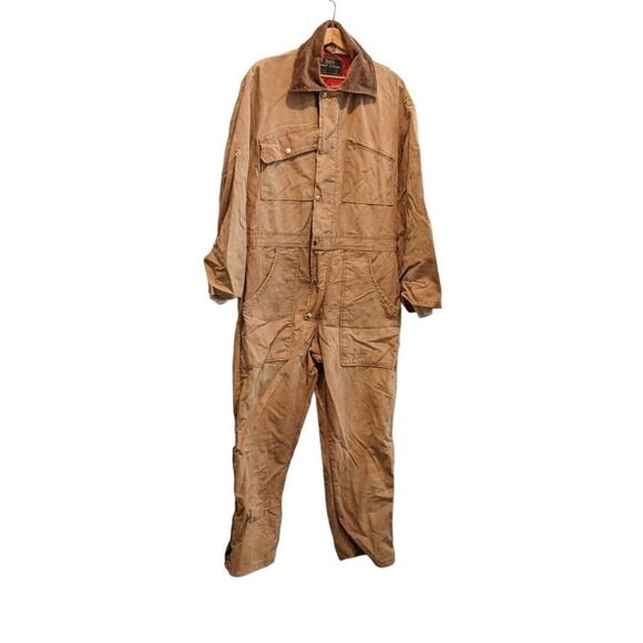 VTG SEARS Work'n Leisure BROWN CANVAS Insulated Coveralls Workwear 40 Regular - Picture 1 of 10